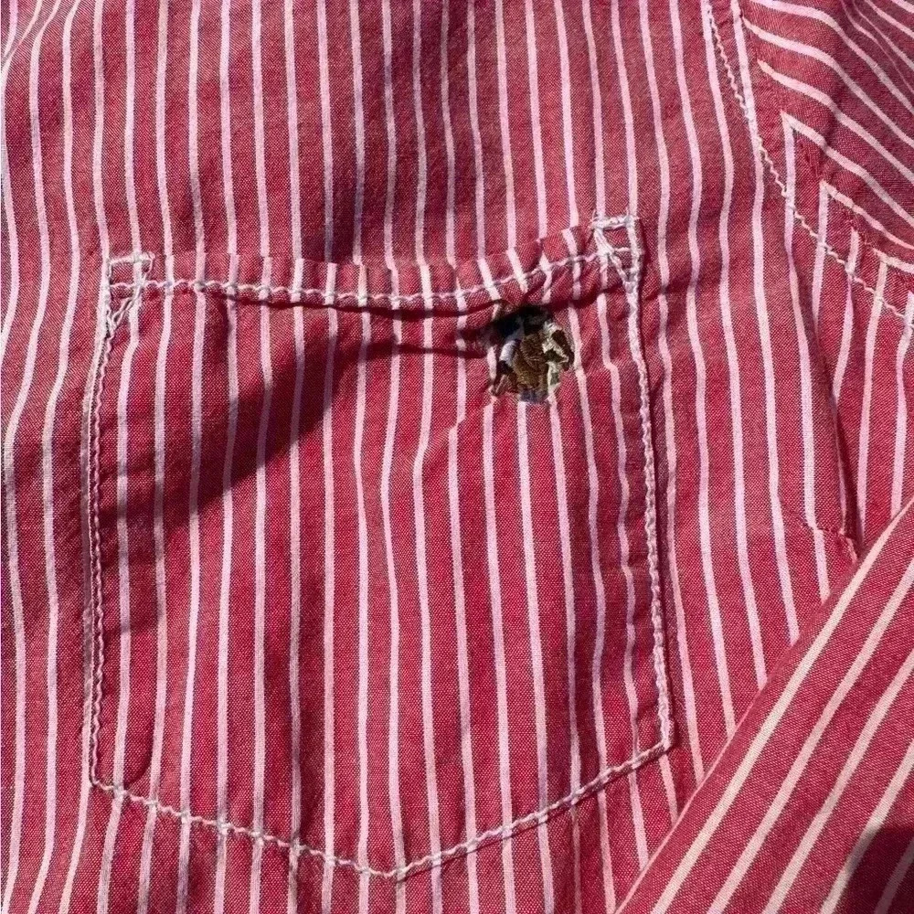 U.S. Polo Assn red & white stripped button down long sleeve dress shirt size XL - Picture 5 of 7